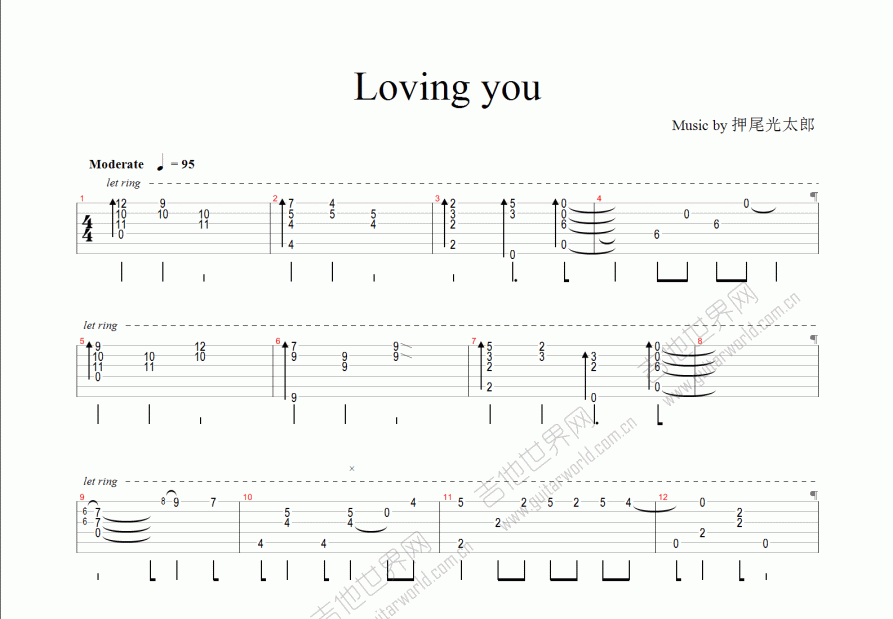 Loving you吉他谱预览图