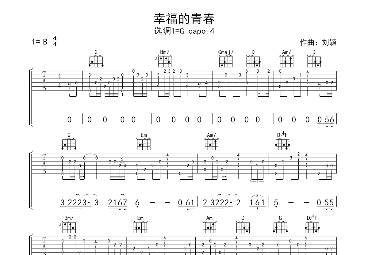 幸福的青春吉他谱预览图