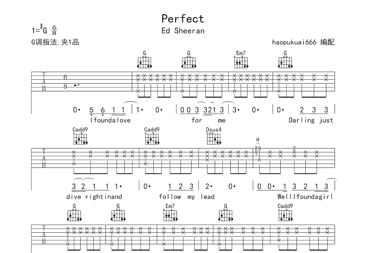 Perfect吉他谱预览图