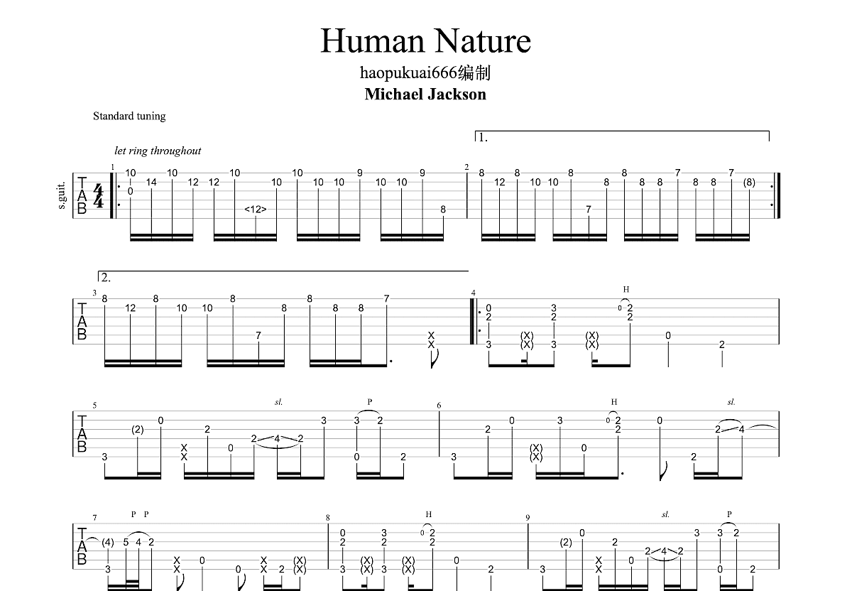 Human Nature吉他谱预览图