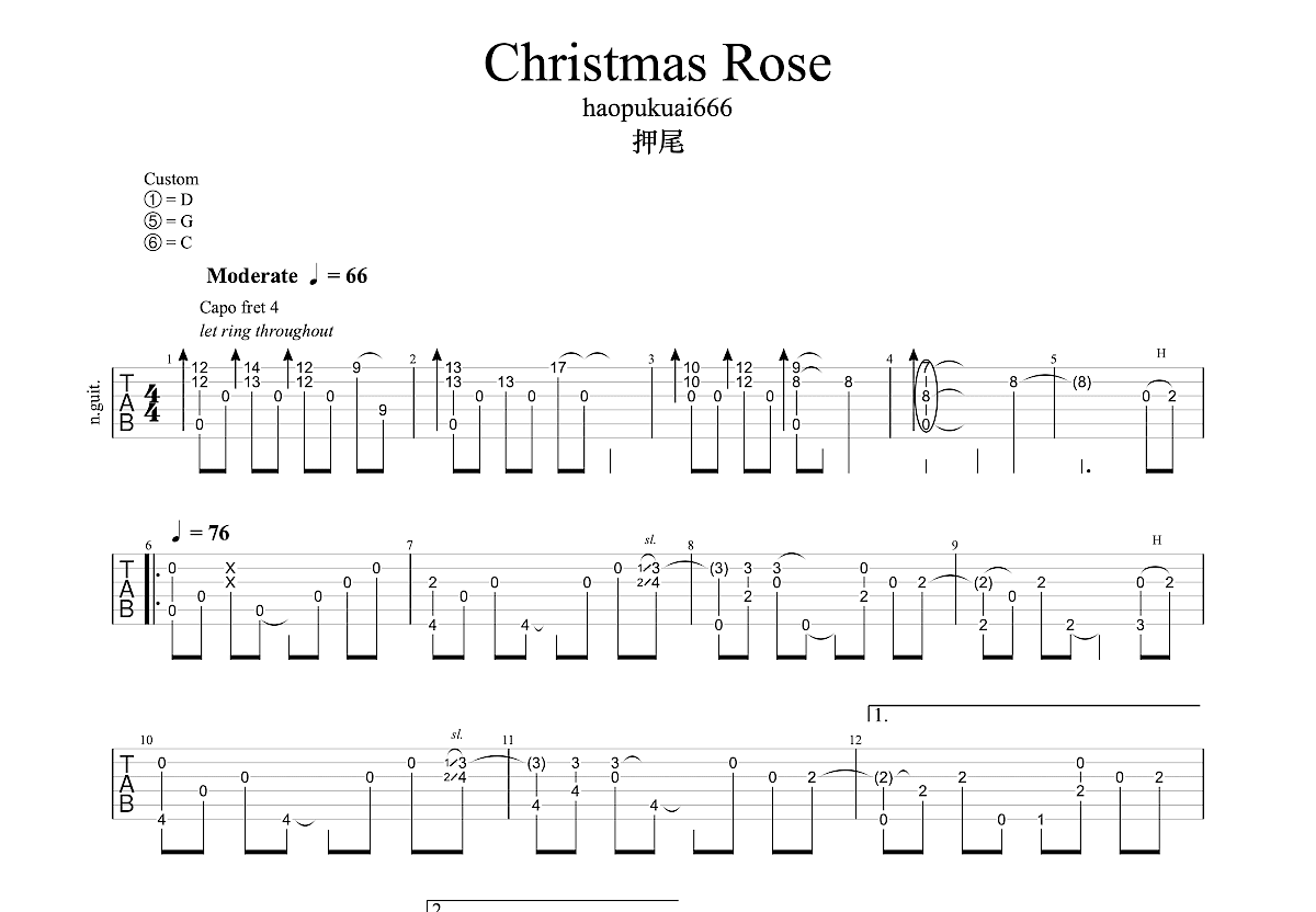 Christmas Rose吉他谱预览图