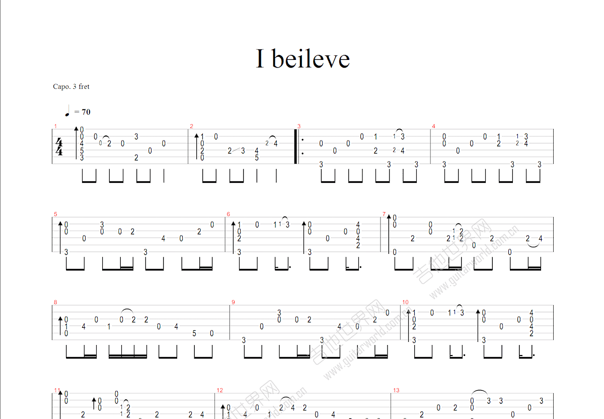 I believe吉他谱预览图