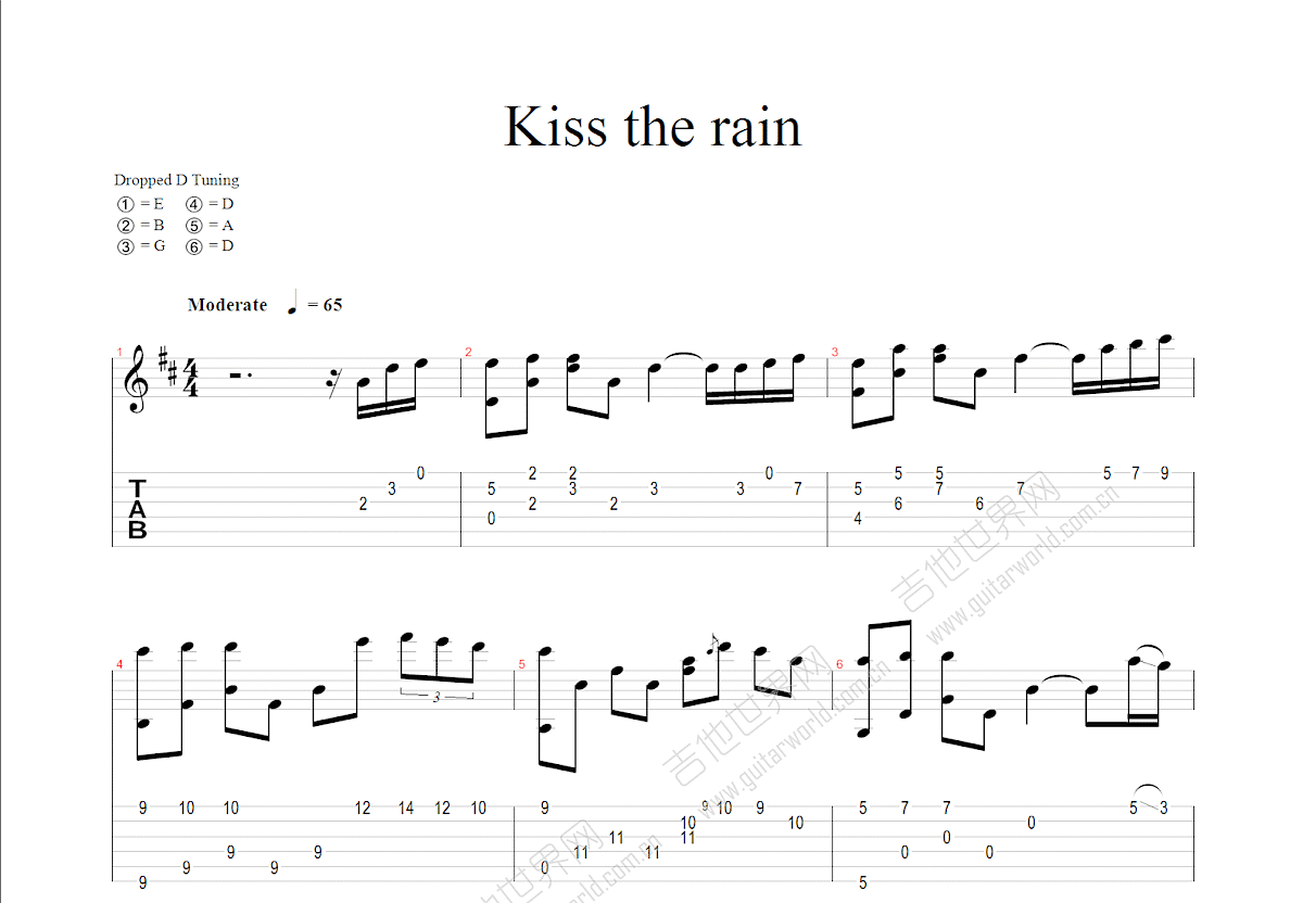 雨的印记吉他谱预览图