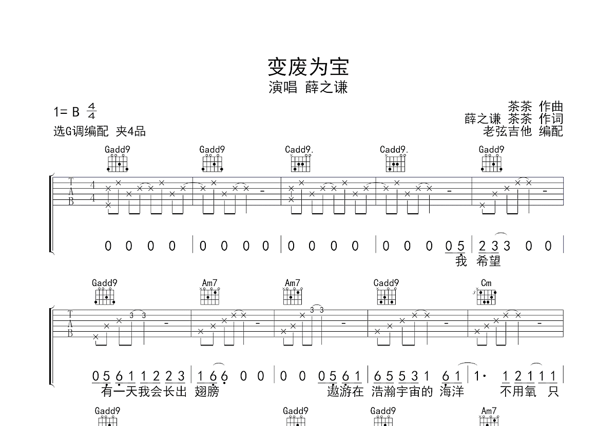 变废为宝吉他谱预览图