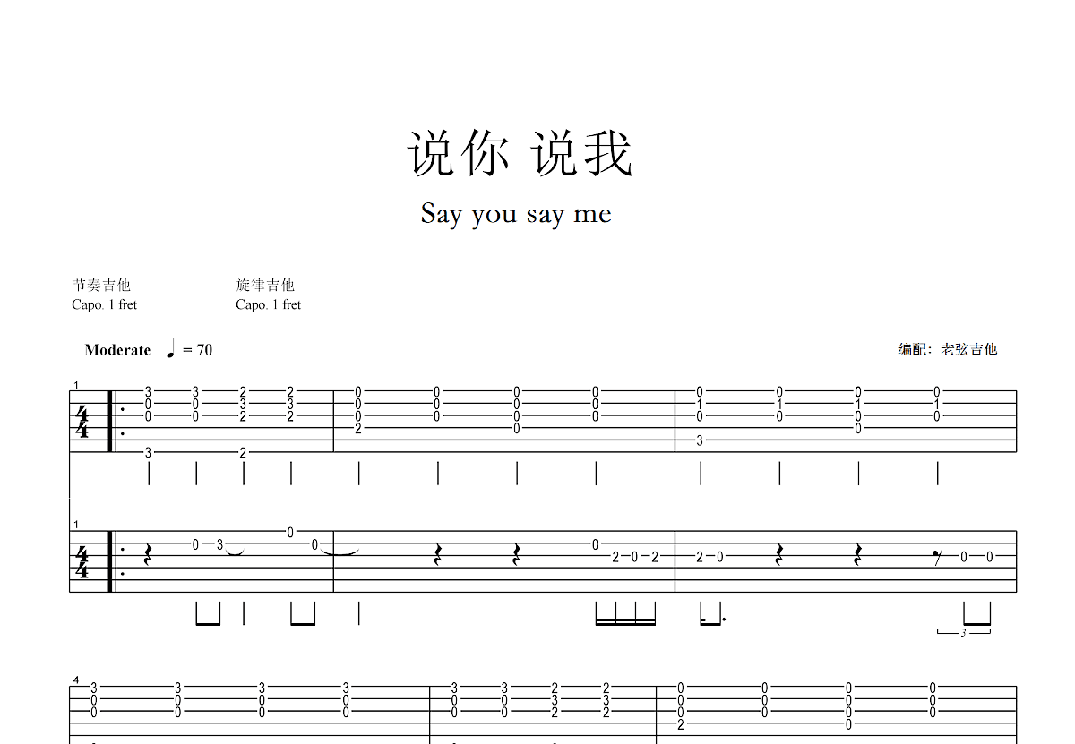 说你说我吉他谱预览图