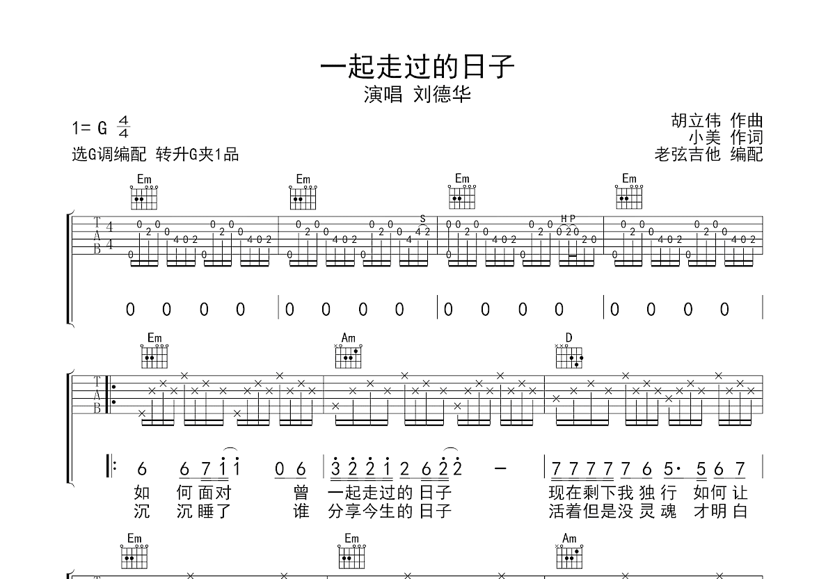 一起走过的日子吉他谱预览图