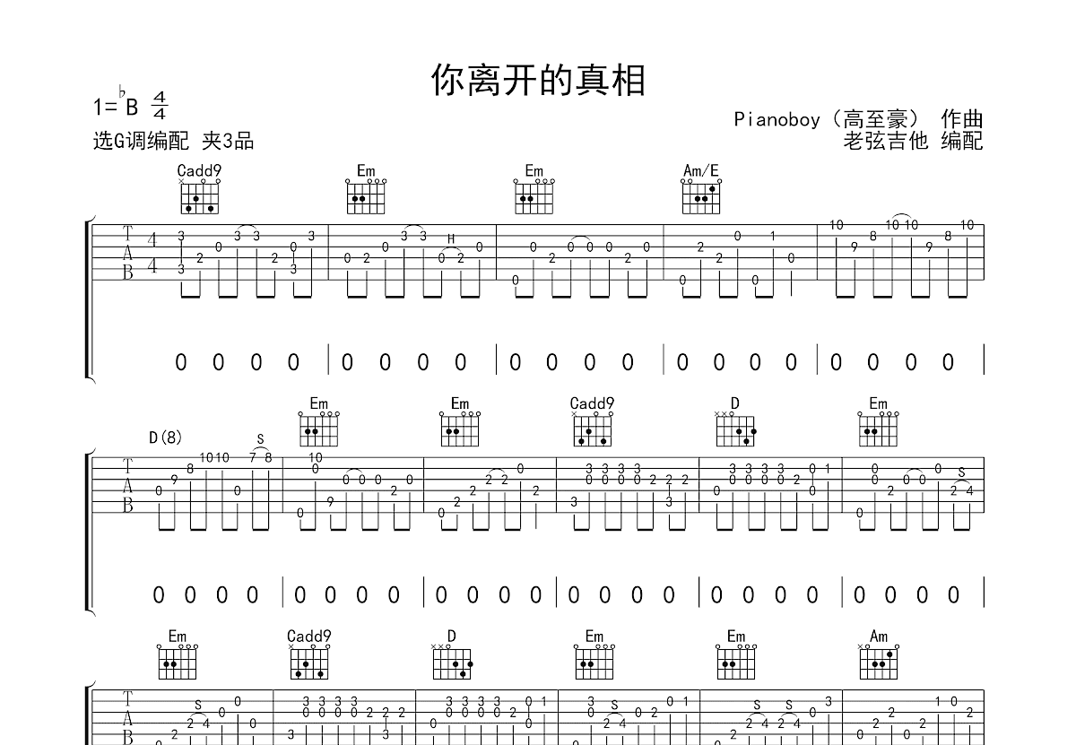 你离开的真相吉他谱预览图