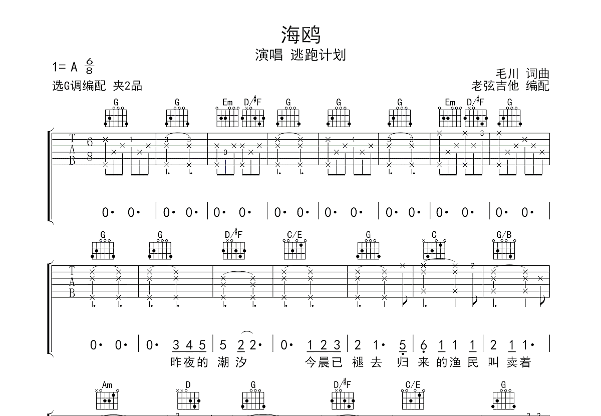 海鸥吉他谱预览图