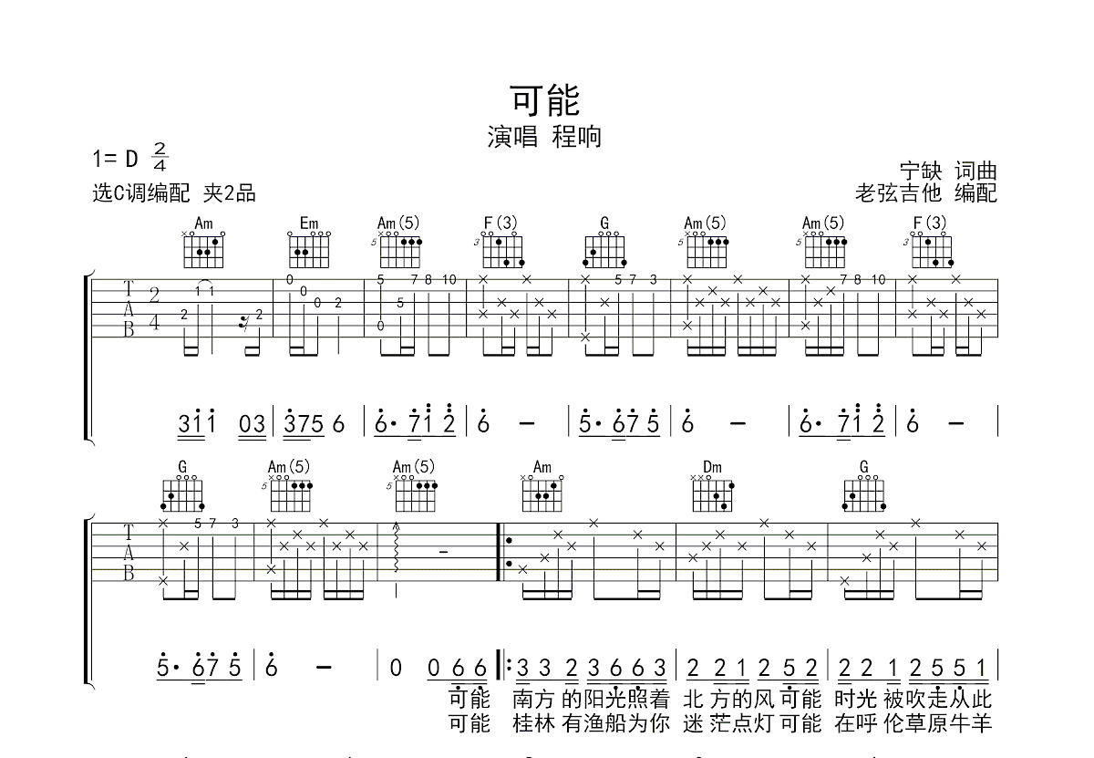 可能吉他谱预览图