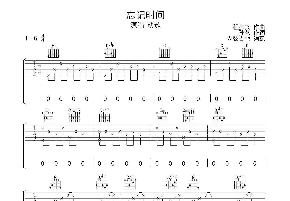 忘记时间吉他谱预览图