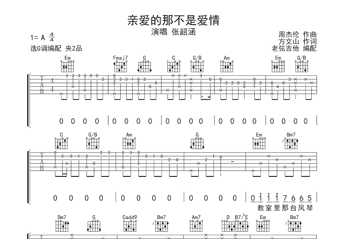 亲爱的那不是爱情吉他谱预览图