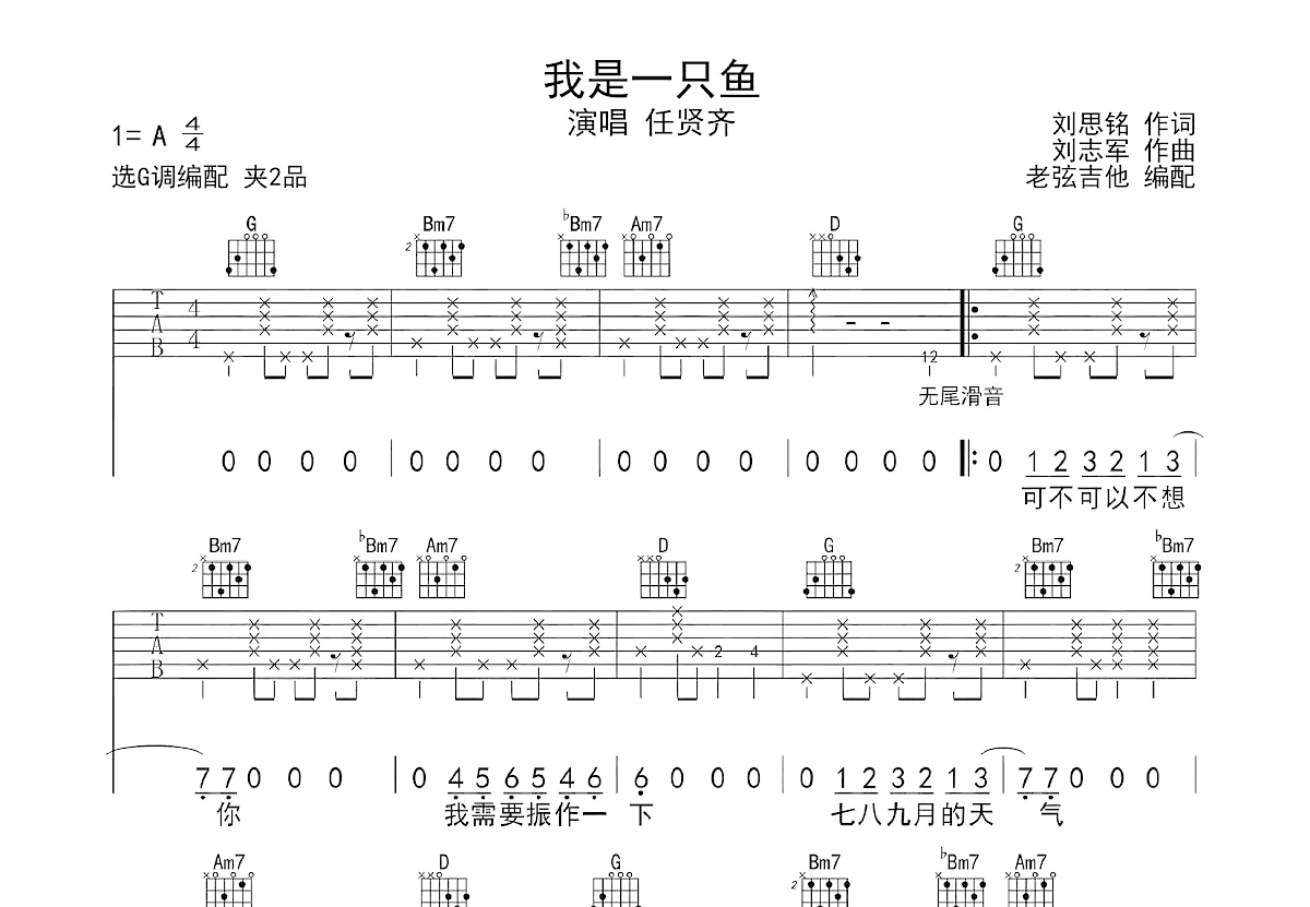 我是一只鱼吉他谱预览图