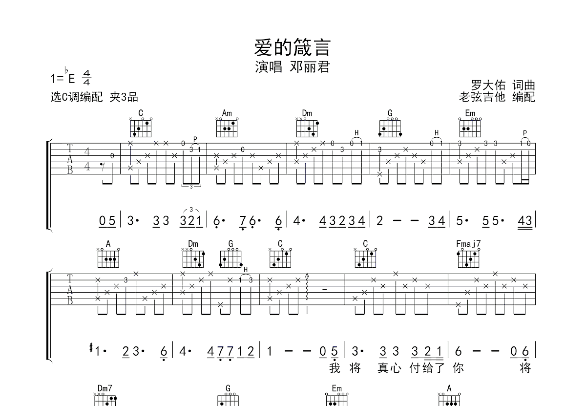爱的箴言吉他谱预览图