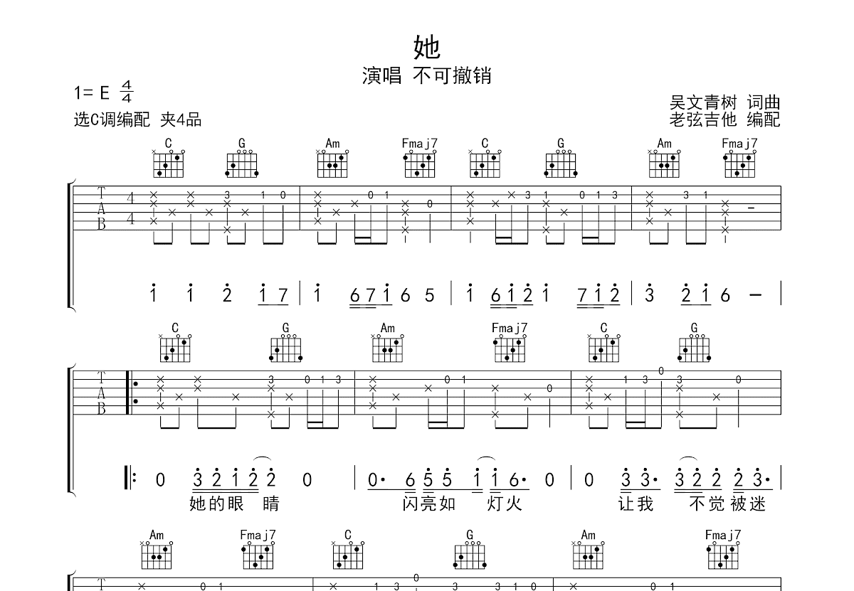 她吉他谱预览图