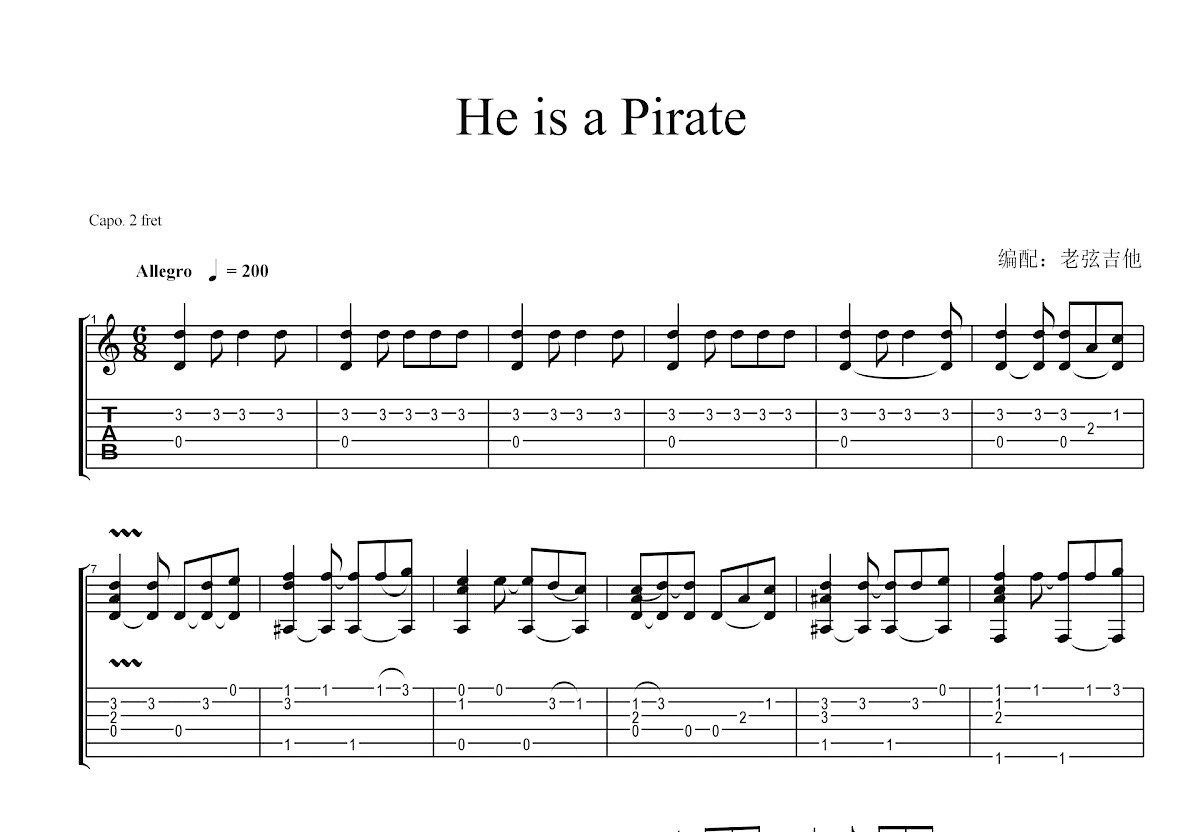 He is a Pirate吉他谱预览图