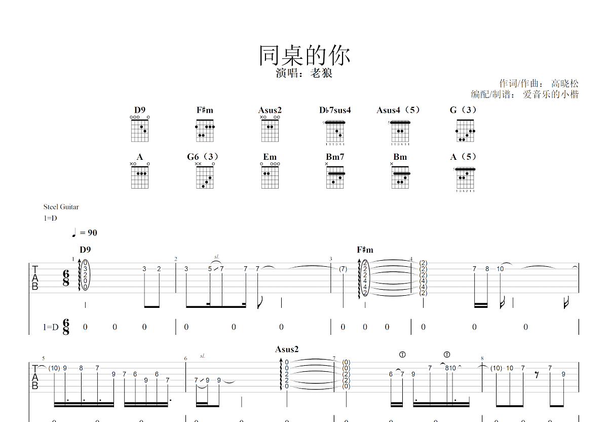 同桌的你吉他谱预览图