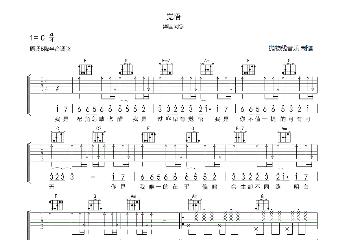 觉悟吉他谱预览图