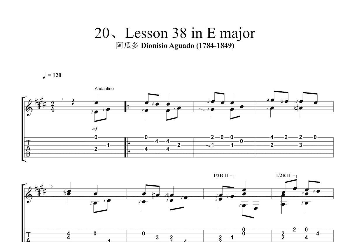 Lesson 38 in E major吉他谱预览图