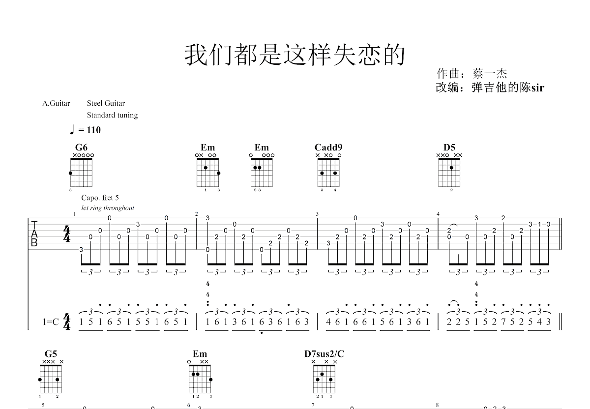 我们都是这样失恋的吉他谱预览图