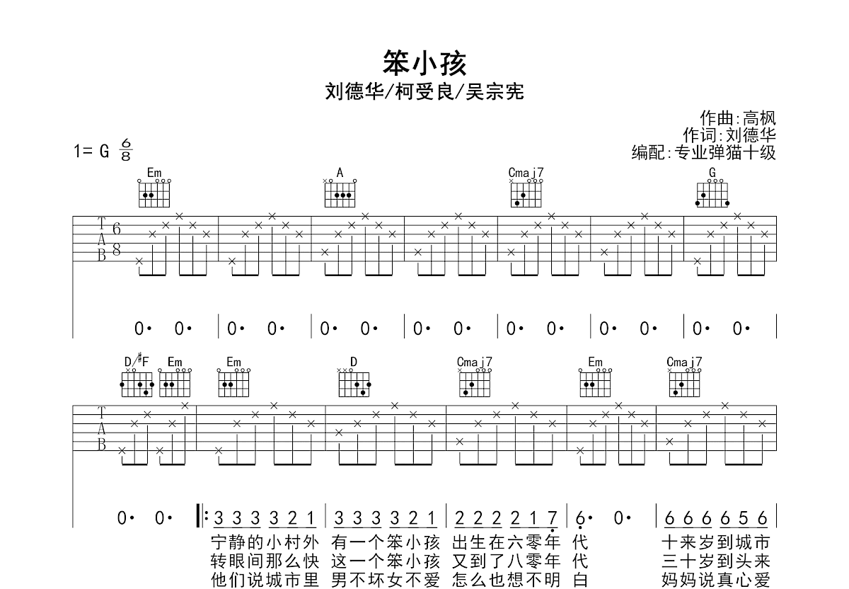 笨小孩吉他谱预览图