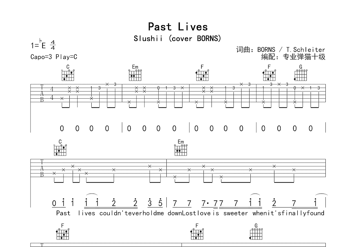Past Lives吉他谱预览图