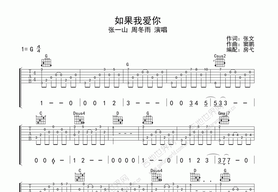 如果我爱你吉他谱预览图