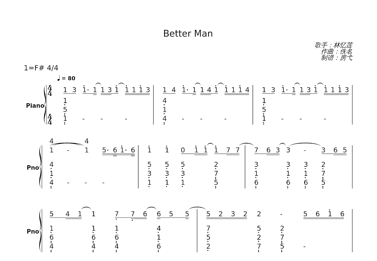 Better Man简谱预览图