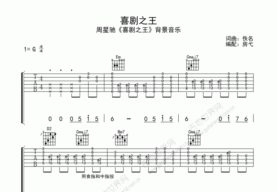 喜剧之王吉他谱预览图