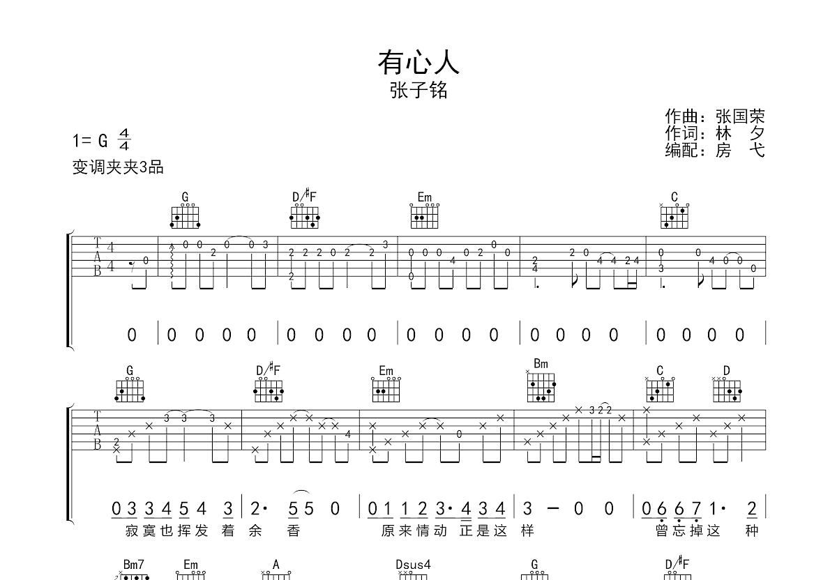 有心人吉他谱预览图