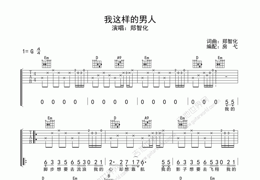 我这样的男人吉他谱预览图