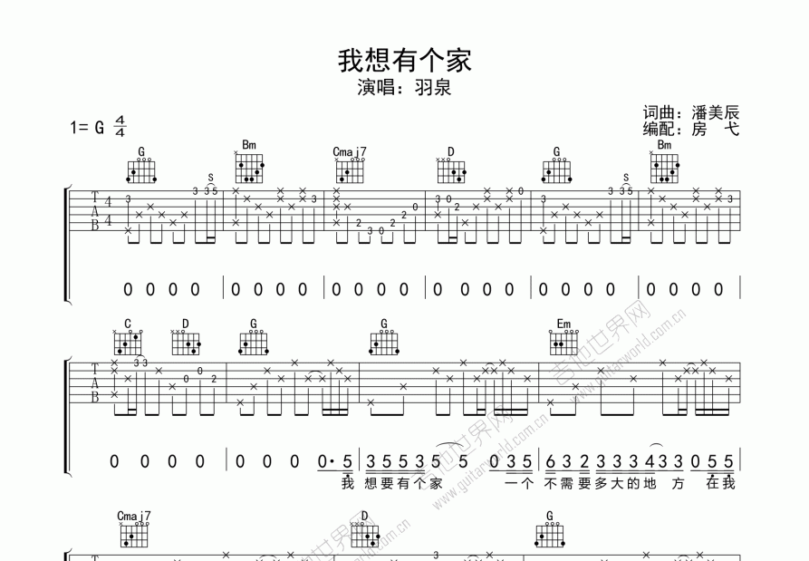 我想有个家吉他谱预览图