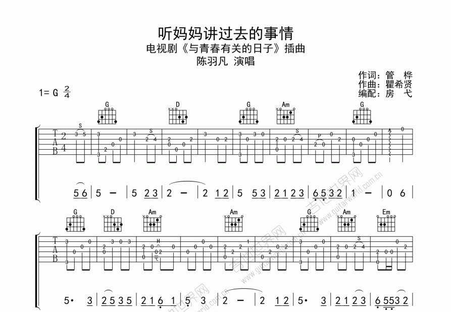 听妈妈讲过去的事吉他谱预览图