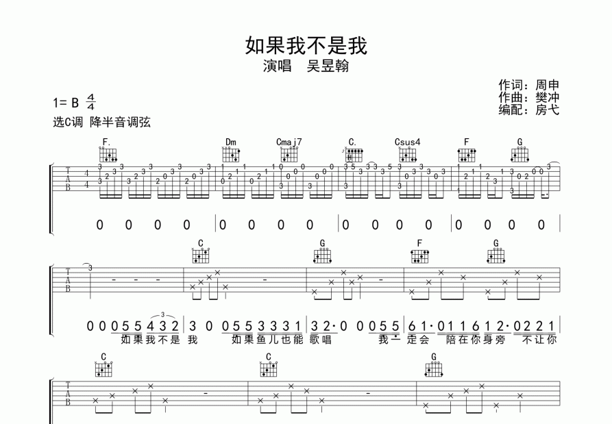 如果我不是我吉他谱预览图