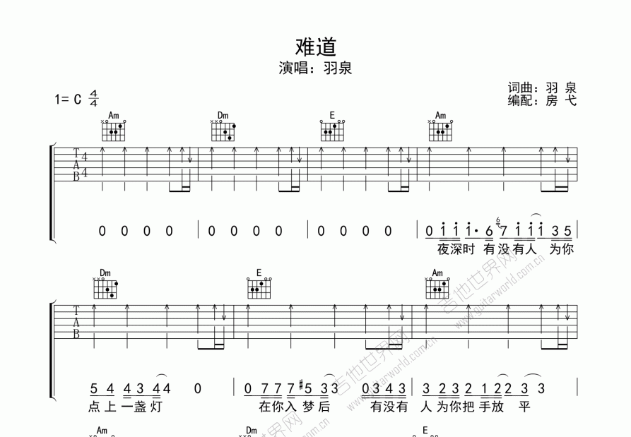 难道吉他谱预览图