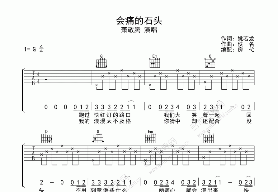 会痛的石头吉他谱预览图