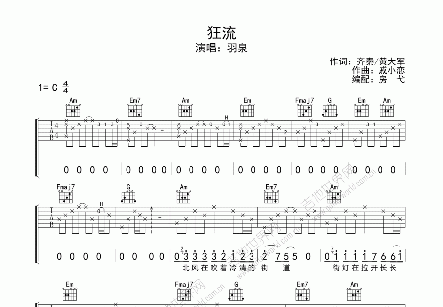 狂流吉他谱预览图