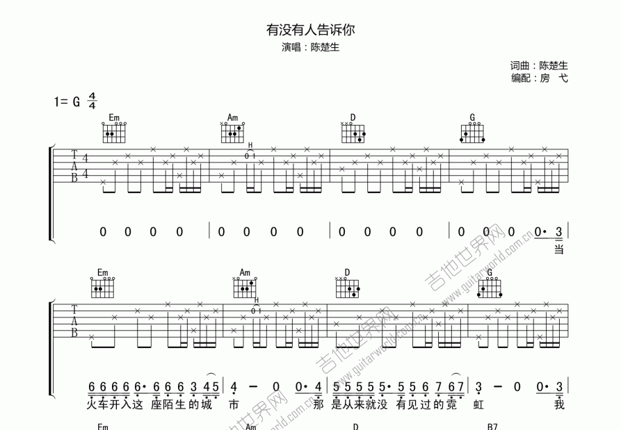 有没有人告诉你吉他谱预览图