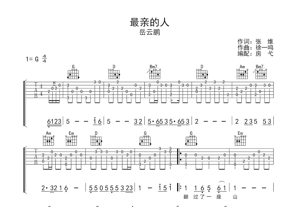 最亲的人吉他谱预览图