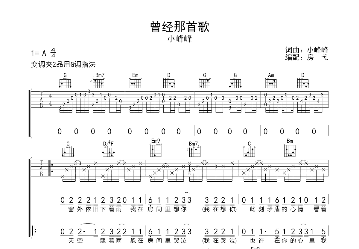 曾经那首歌吉他谱预览图