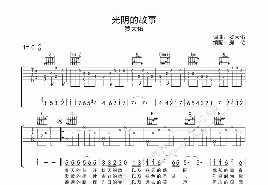 光阴的故事吉他谱预览图