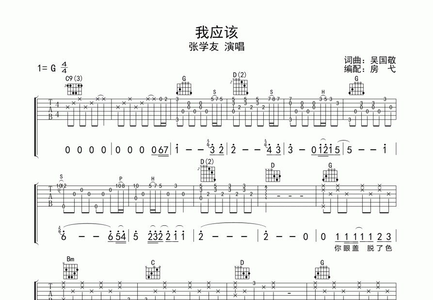 我应该吉他谱预览图