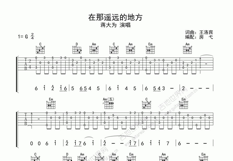 在那遥远的地方吉他谱预览图