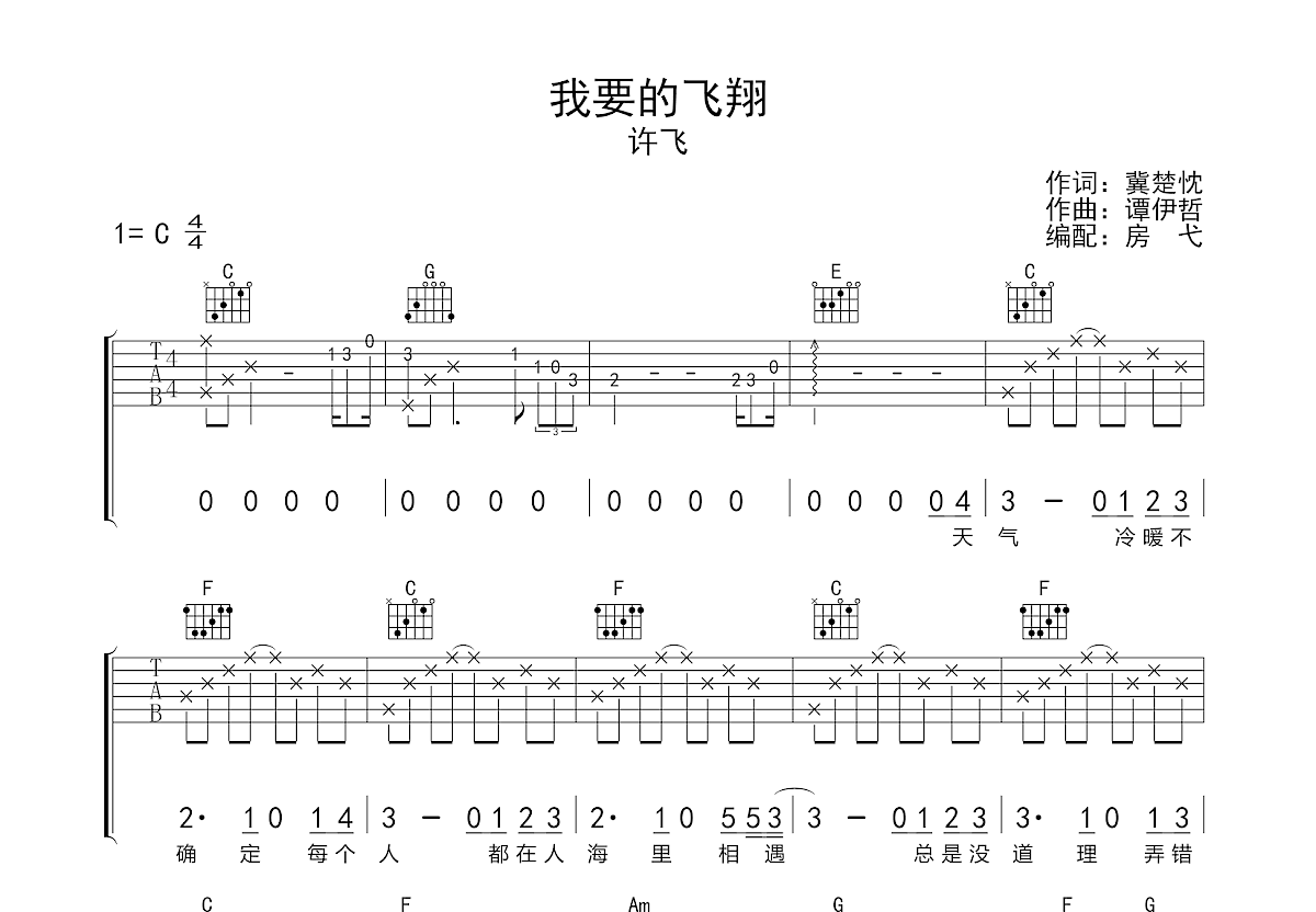 我要的飞翔吉他谱预览图