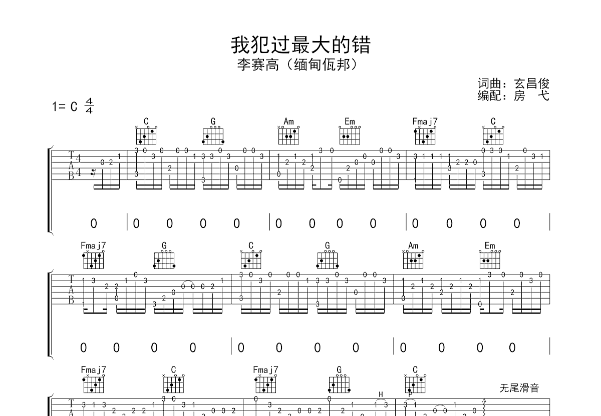 我犯过最大的错吉他谱预览图