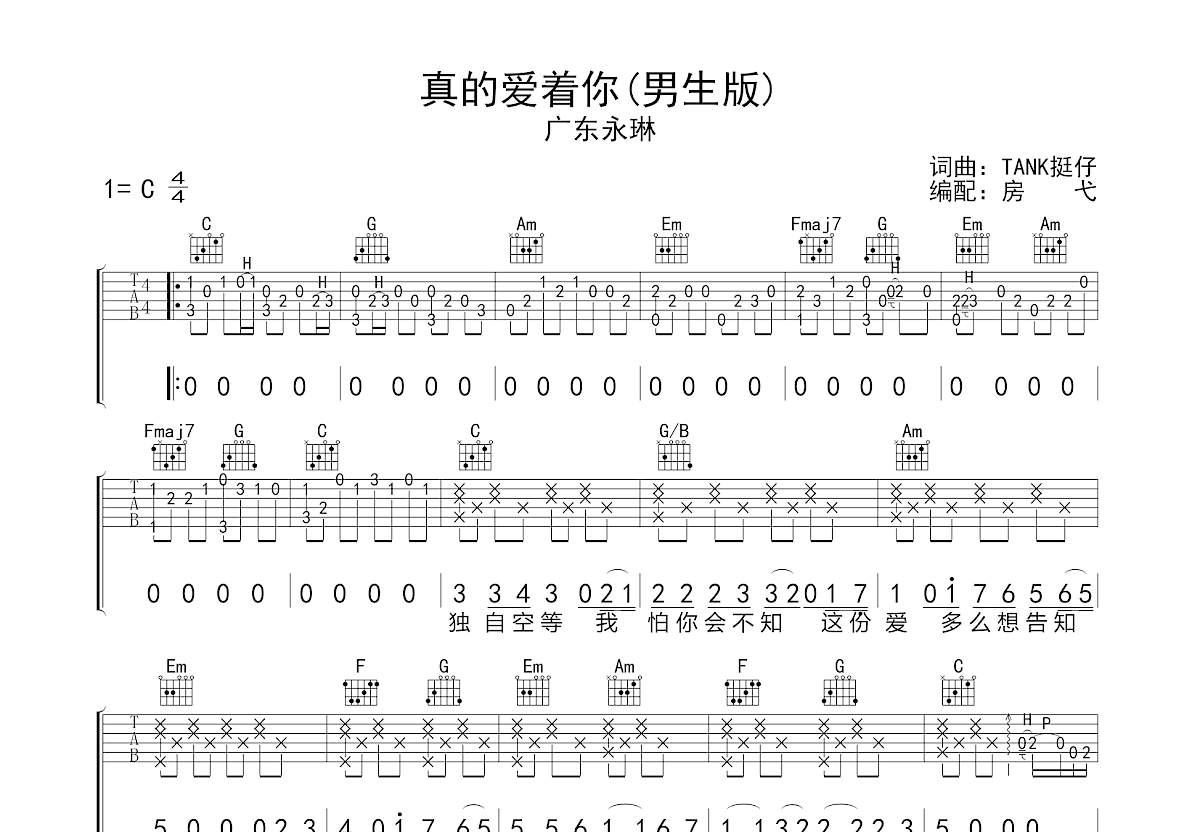 真的爱着你吉他谱预览图