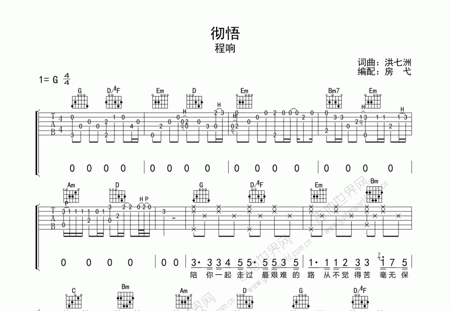 彻悟吉他谱预览图