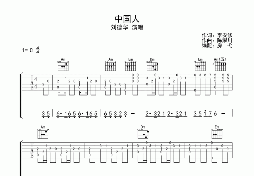 中国人吉他谱预览图