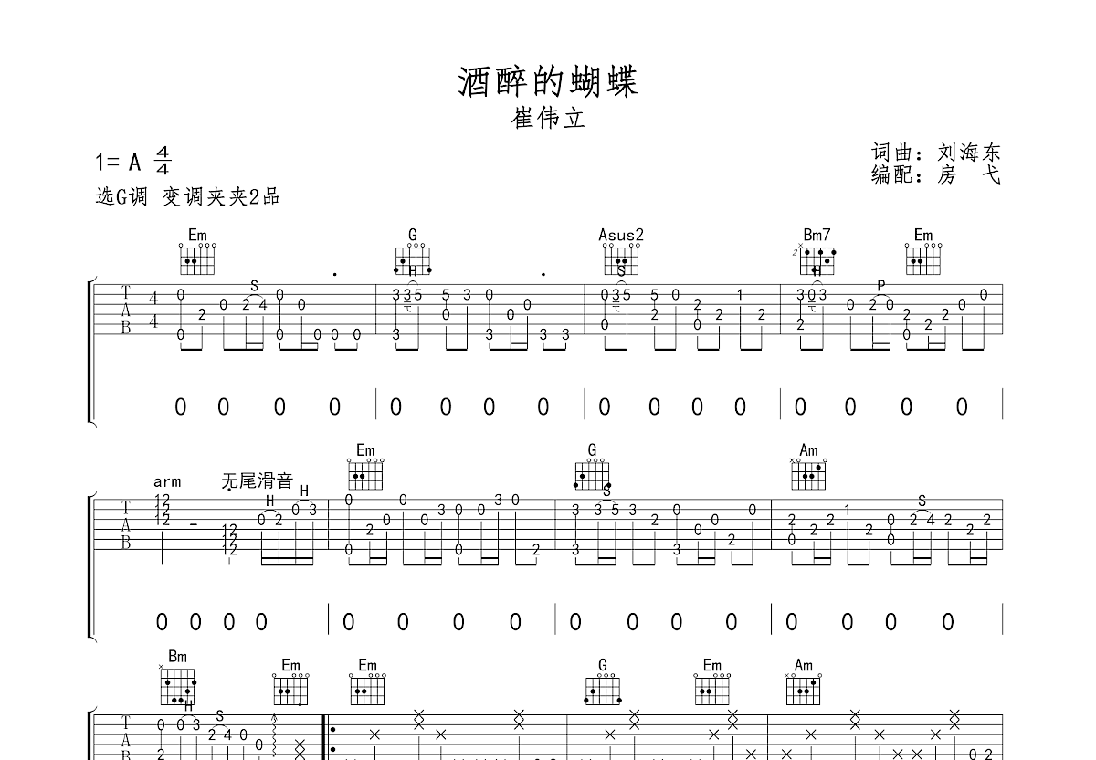 酒醉的蝴蝶吉他谱预览图