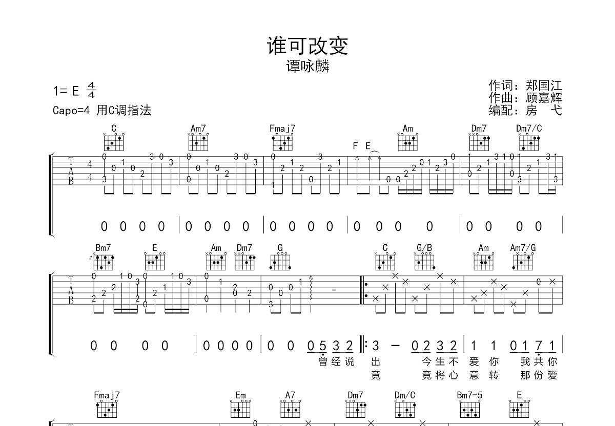 谁可改变吉他谱预览图