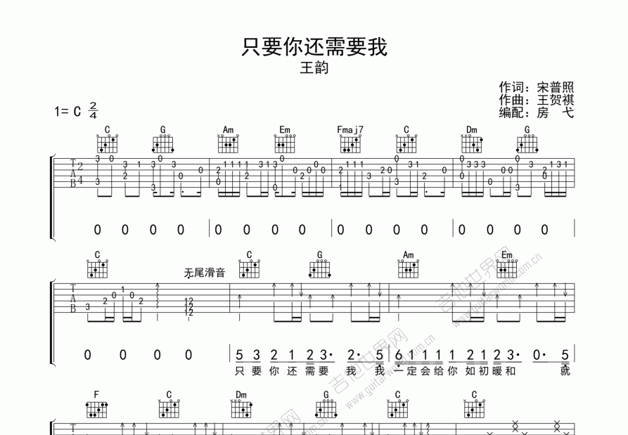 只要你还需要我吉他谱预览图